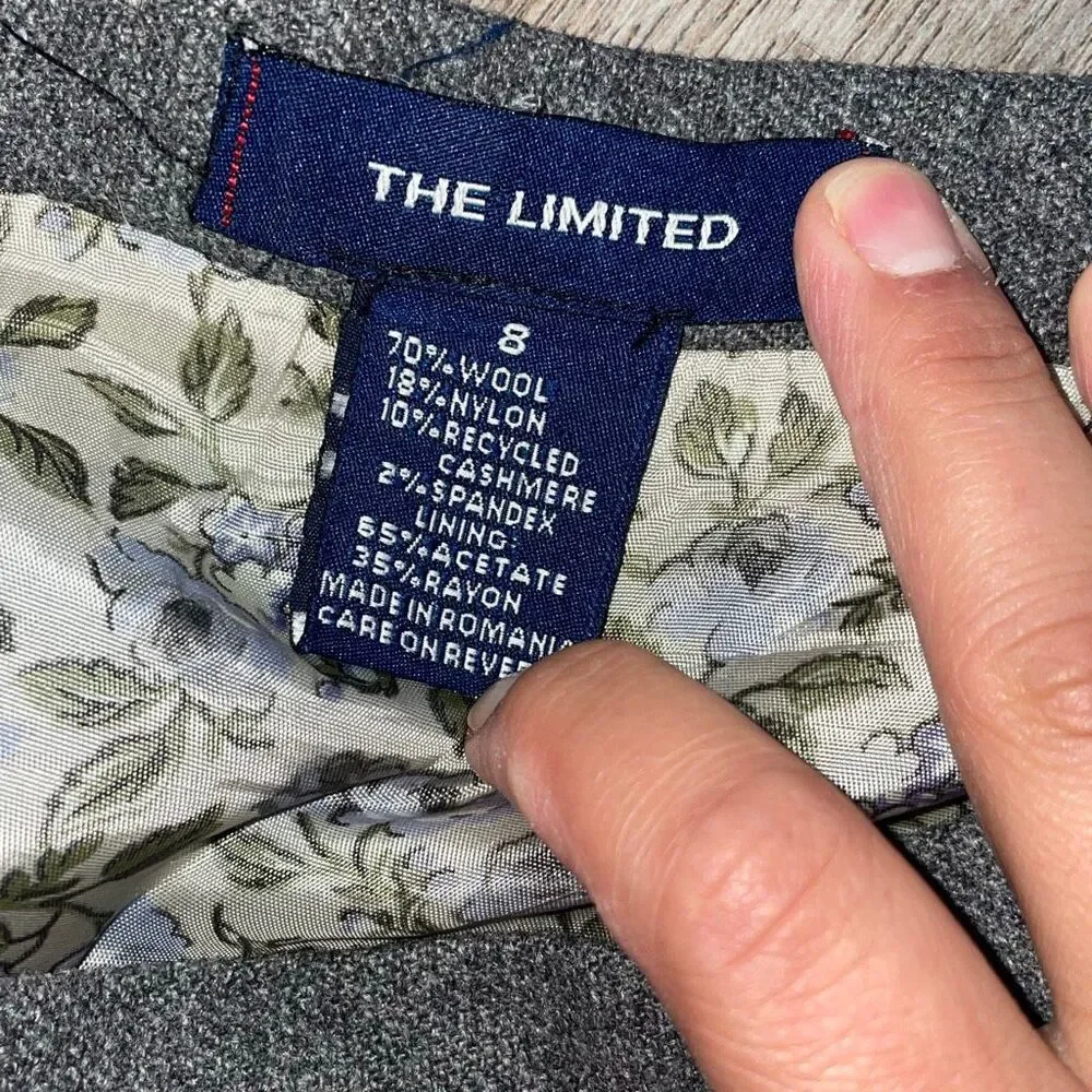 The Limited vintage gray skirt wool blend pockets size 8 EUC